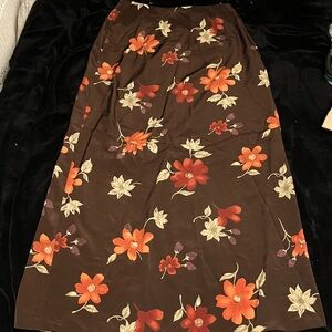 Ultra Pink Brown Floral Maxi Skirt